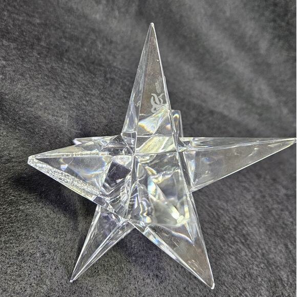 VTG Rosenthal Crystal Star Candlestick Set (3) 90s Candle Holder MCM Heavy Glass - Picture 9 of 16